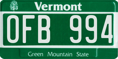 VT license plate OFB994