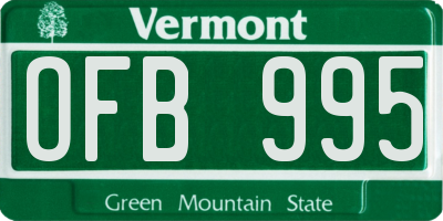 VT license plate OFB995