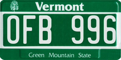 VT license plate OFB996