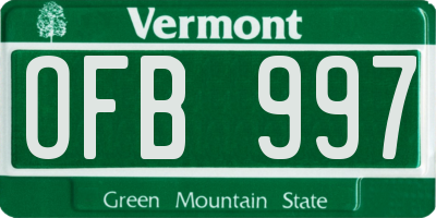 VT license plate OFB997