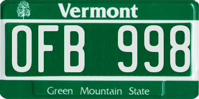 VT license plate OFB998