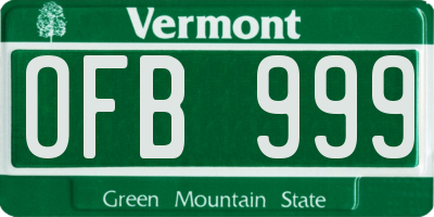 VT license plate OFB999