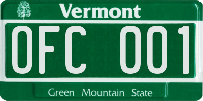 VT license plate OFC001