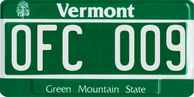 VT license plate OFC009