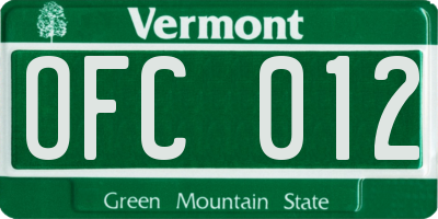 VT license plate OFC012