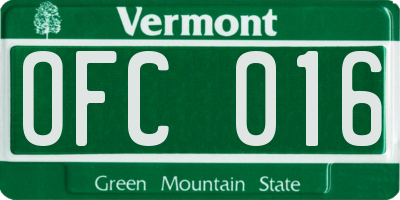 VT license plate OFC016