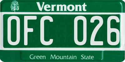 VT license plate OFC026