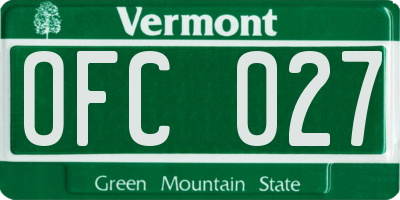 VT license plate OFC027