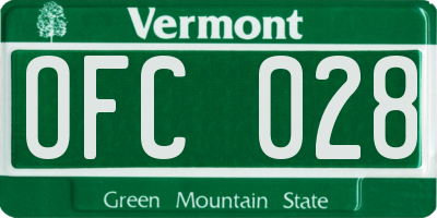 VT license plate OFC028
