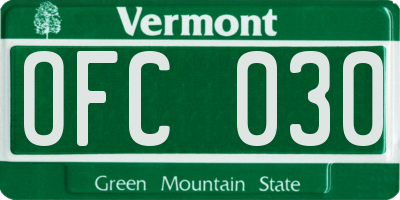 VT license plate OFC030