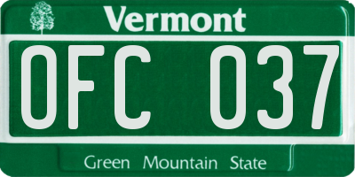 VT license plate OFC037