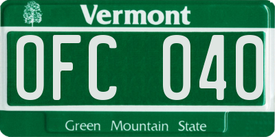 VT license plate OFC040