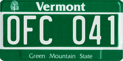 VT license plate OFC041