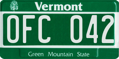 VT license plate OFC042