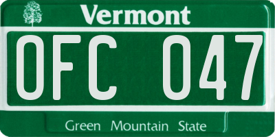 VT license plate OFC047