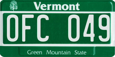 VT license plate OFC049
