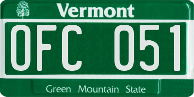 VT license plate OFC051