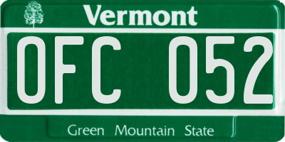 VT license plate OFC052