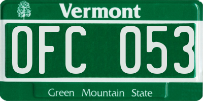 VT license plate OFC053