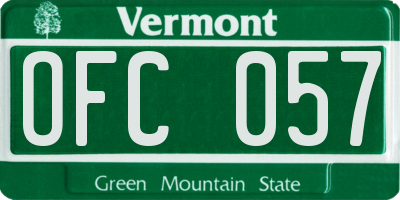 VT license plate OFC057
