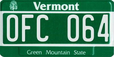 VT license plate OFC064