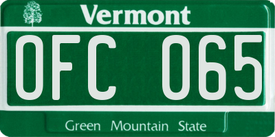 VT license plate OFC065