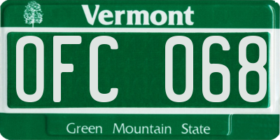 VT license plate OFC068
