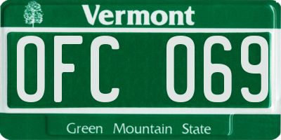 VT license plate OFC069