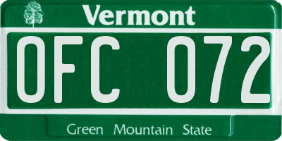 VT license plate OFC072