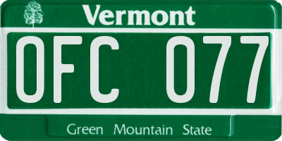 VT license plate OFC077
