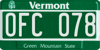 VT license plate OFC078