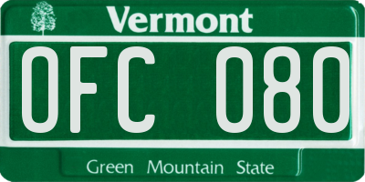VT license plate OFC080