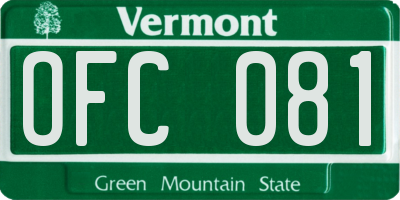 VT license plate OFC081