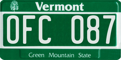 VT license plate OFC087