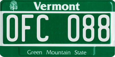 VT license plate OFC088