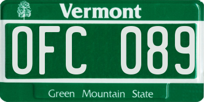VT license plate OFC089