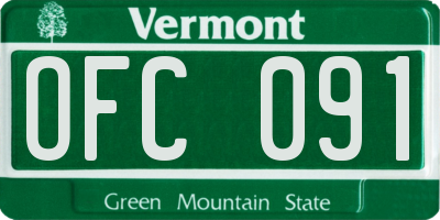 VT license plate OFC091