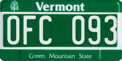 VT license plate OFC093