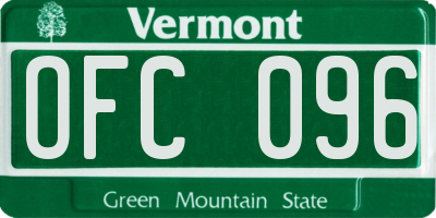 VT license plate OFC096