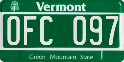 VT license plate OFC097