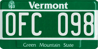 VT license plate OFC098