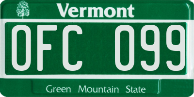 VT license plate OFC099
