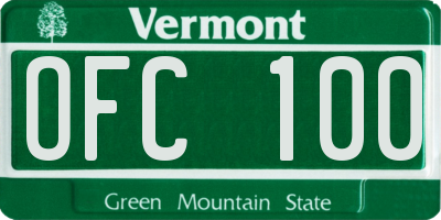 VT license plate OFC100