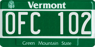 VT license plate OFC102