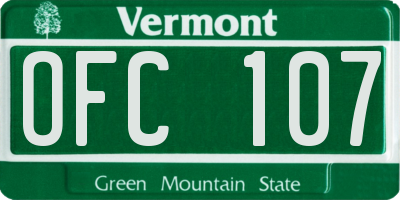 VT license plate OFC107