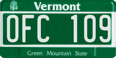 VT license plate OFC109