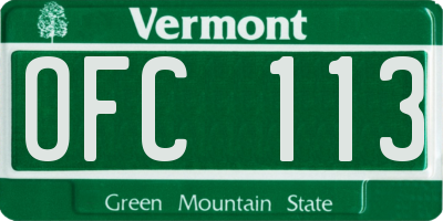 VT license plate OFC113