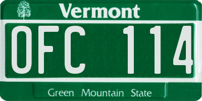 VT license plate OFC114