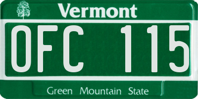 VT license plate OFC115
