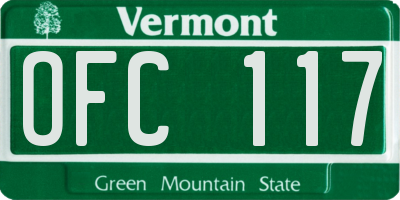 VT license plate OFC117